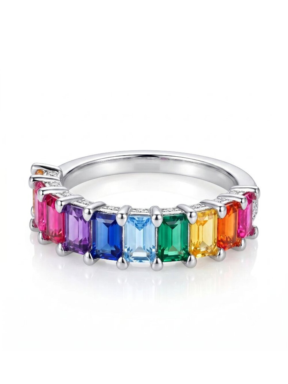 🌈 Rainbow Multicolor Heart Ring, Charmed Aroma Pride Month Jewlery Stackab…